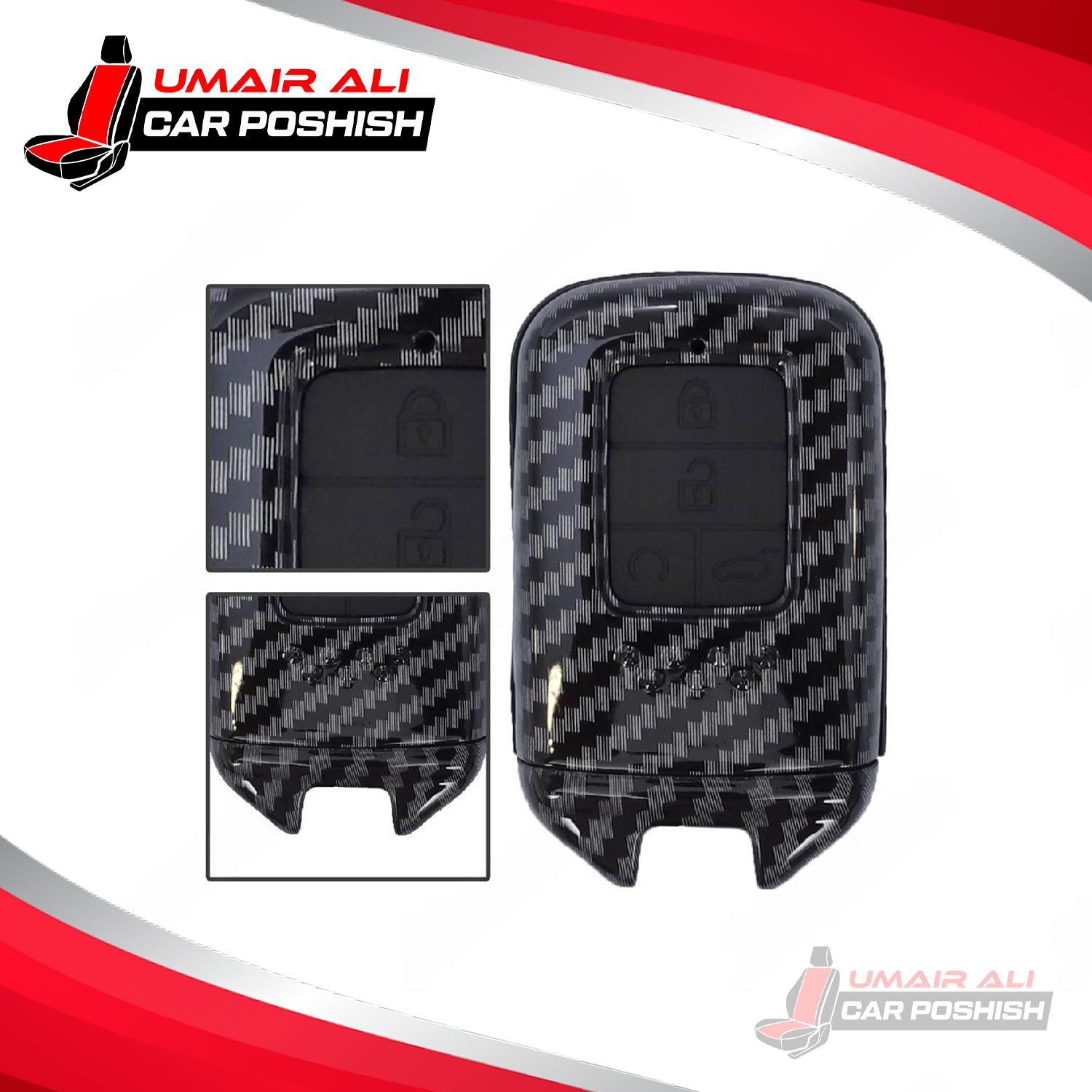 Honda Civic Turbo Carbon Fiber Key Cover with 4 buttons