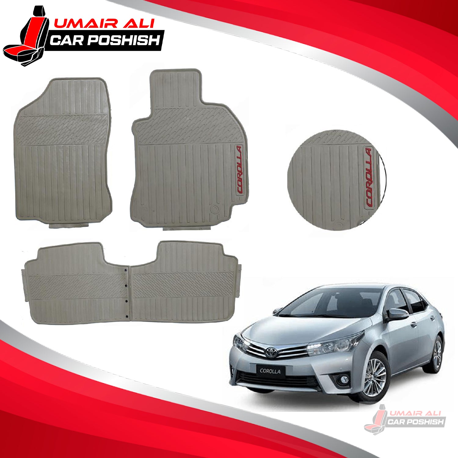 Toyota Corolla 2015-2022 Rubber Floor Mats Beige