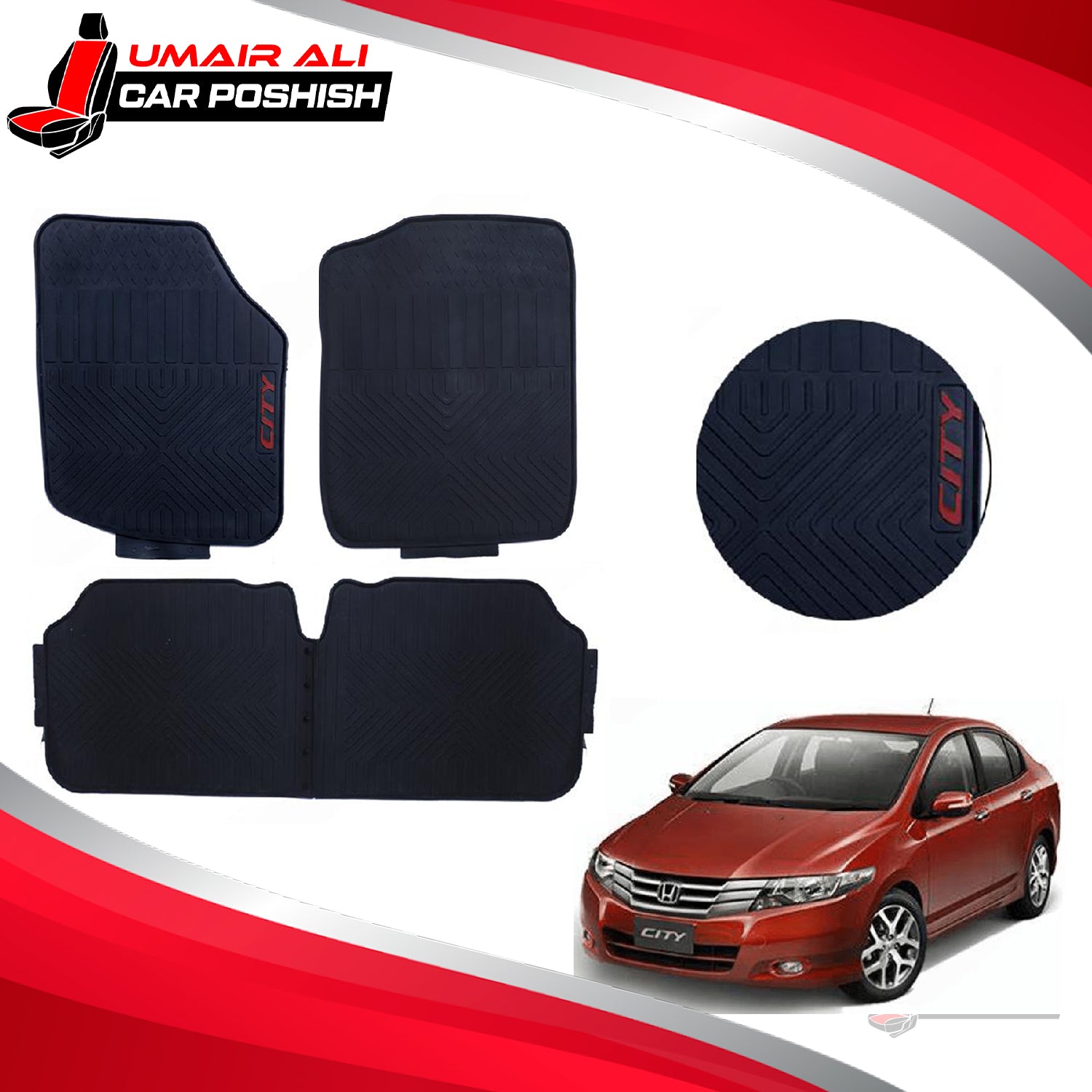 Honda City 2009-2021 Rubber Floor Mats Black