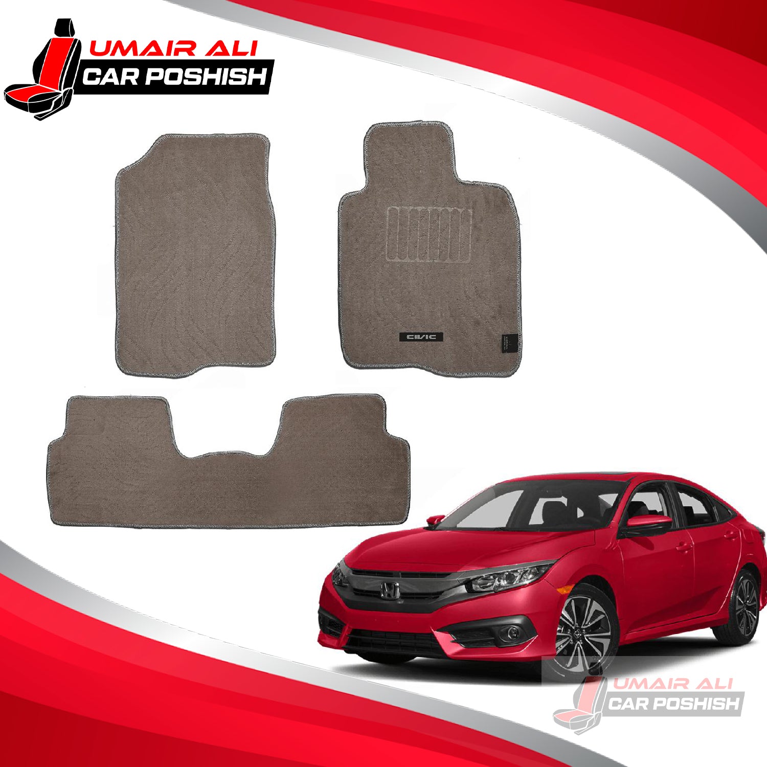 Honda Civic 2016-2021 Carpet Floor Mats Beige