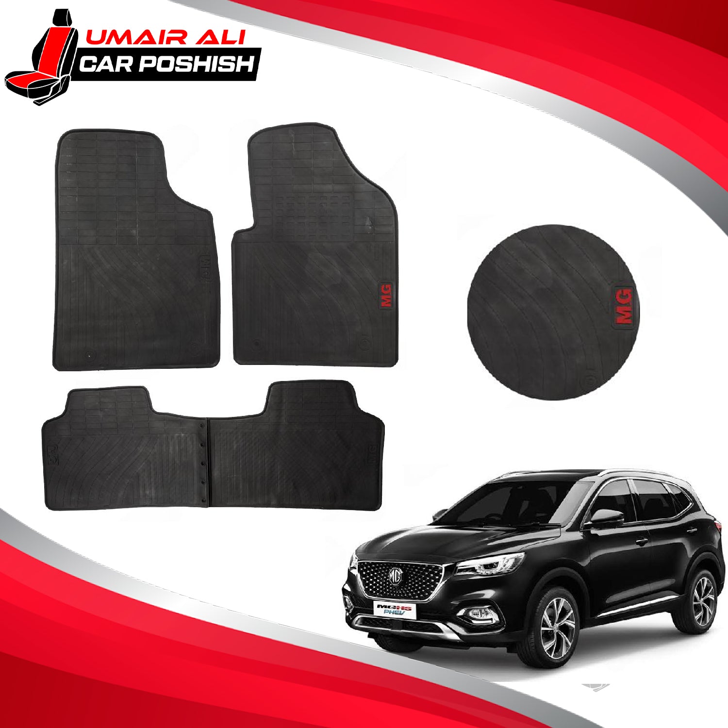 MG HS PVC Rubber Floor Mat Black 3 Pcs