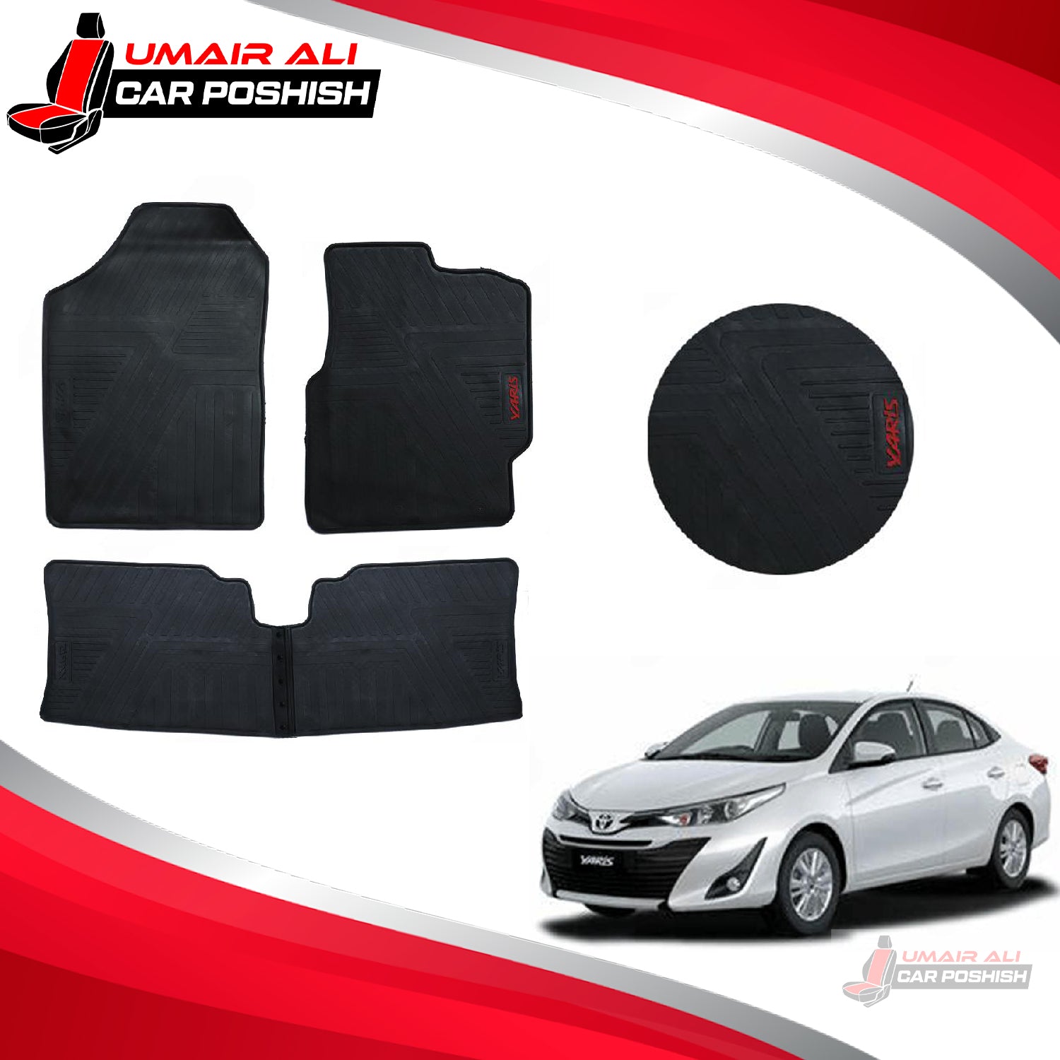 Toyota Yaris Rubber Floor Mats Black