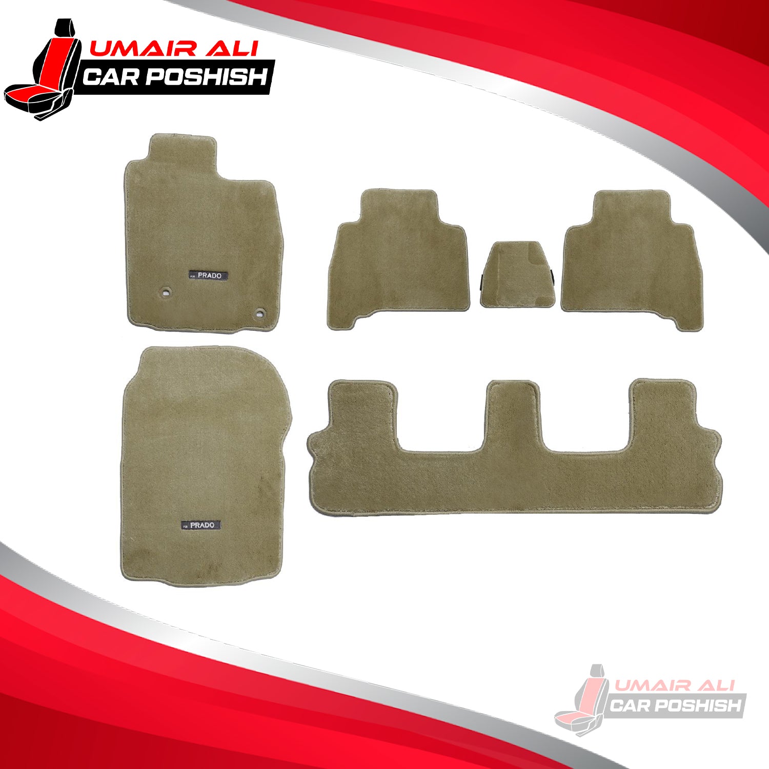 Toyota Prado FJ150 Luxury Carpet Irani Floor Mat Beige Mix Design 3 Pcs - Model 2008-2021