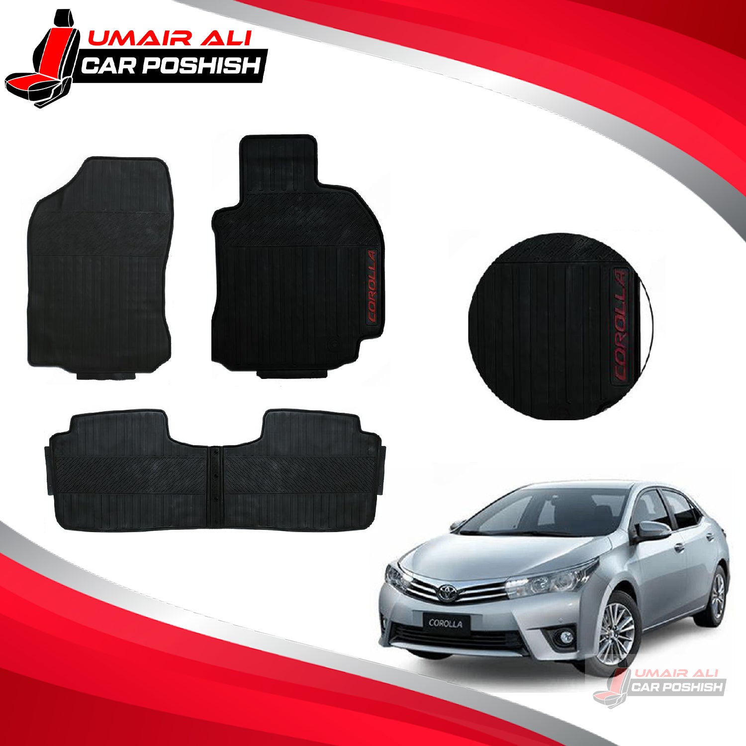 Toyota Corolla Rubber Floor Mats Model 2014-2024