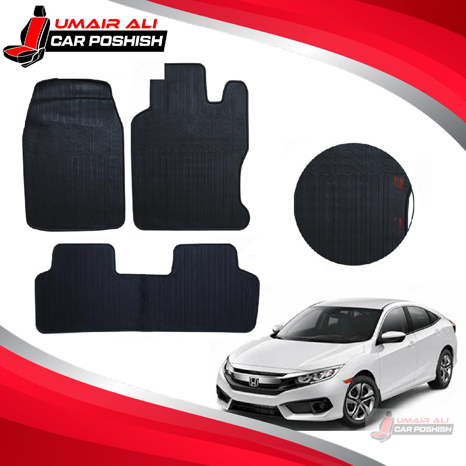 Honda Civic 2017-2021 Rubber Floor Mats Black
