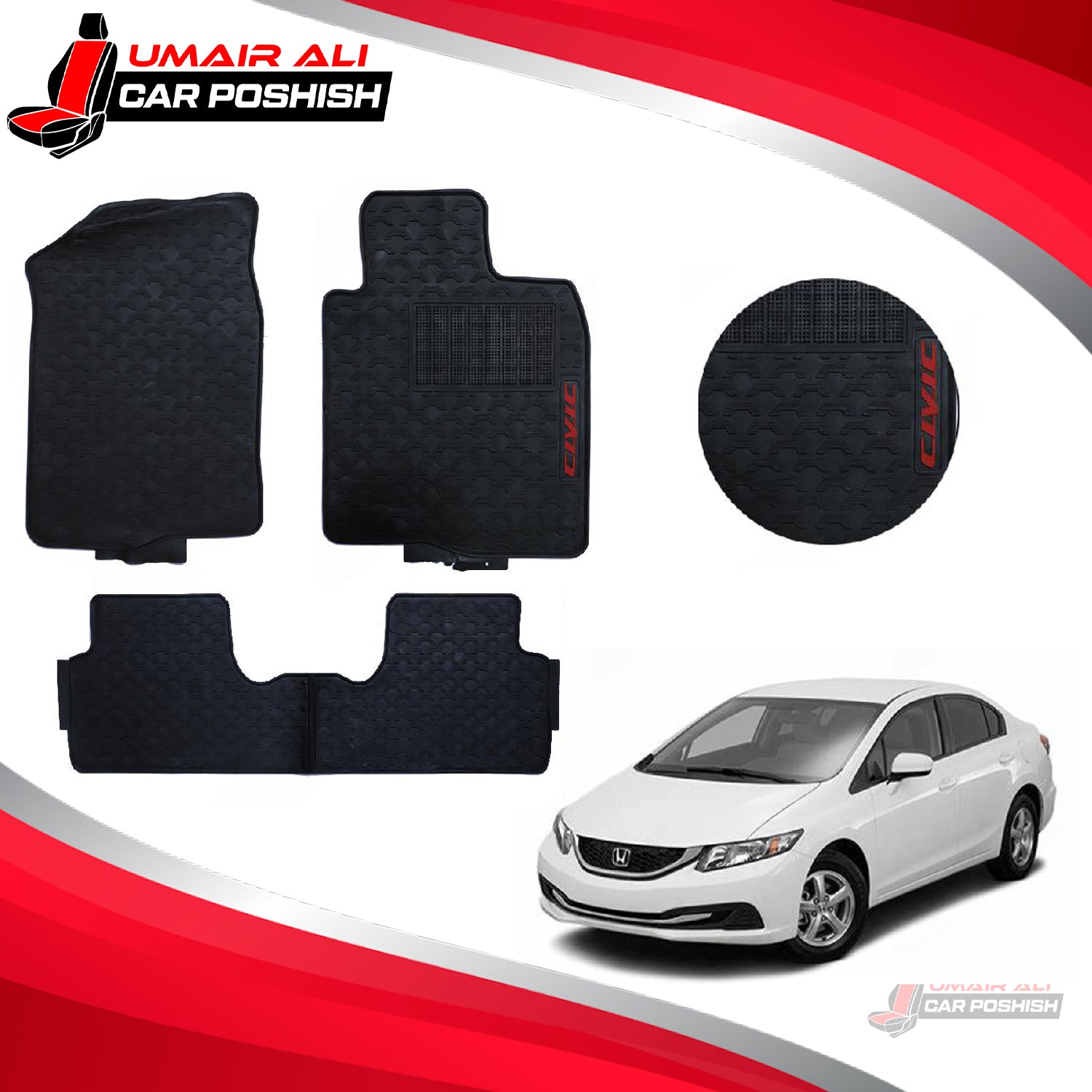 Honda Civic 2012-2016 Rubber Floor Mats Black