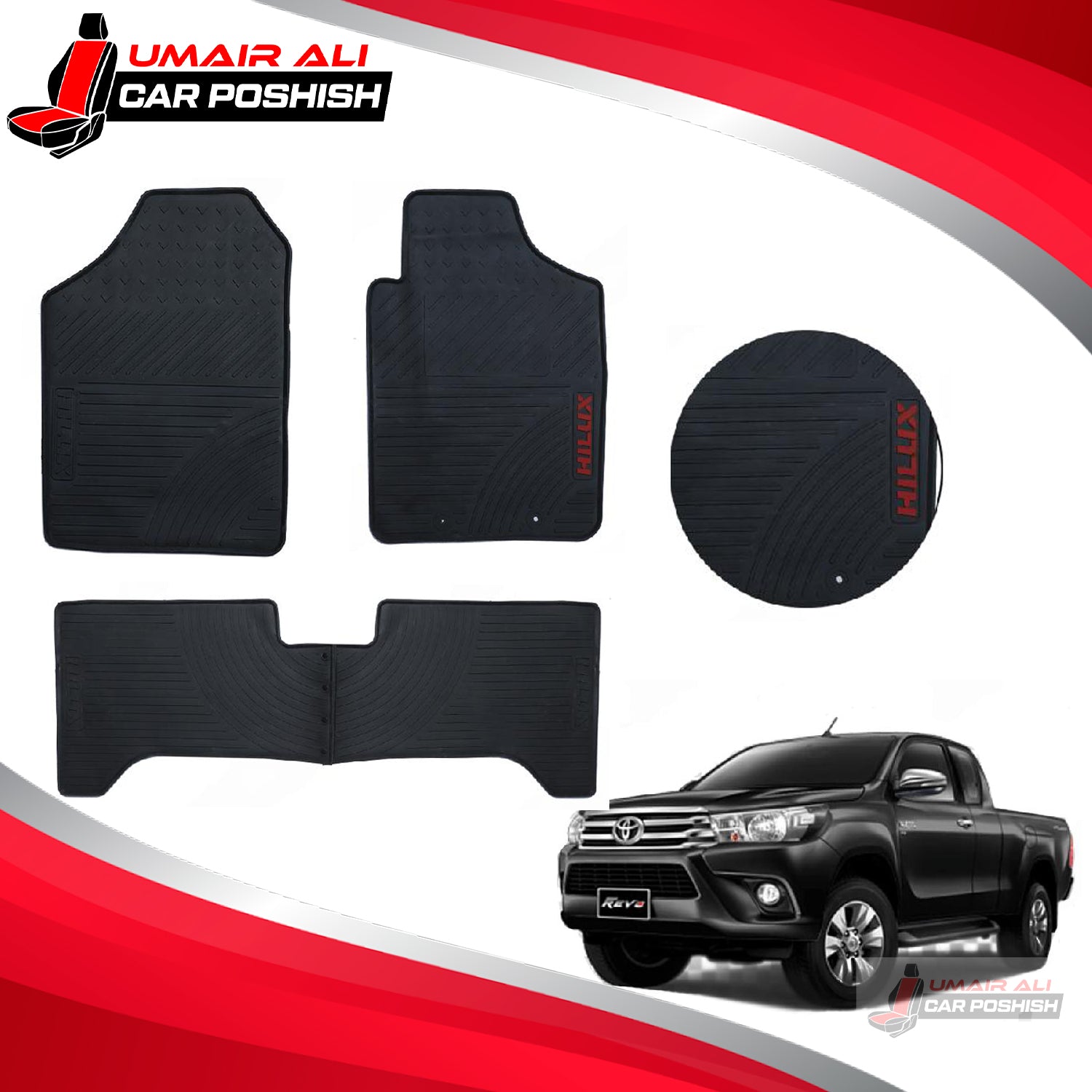 Toyota Hilux Revo Rubber Floor Mats Black