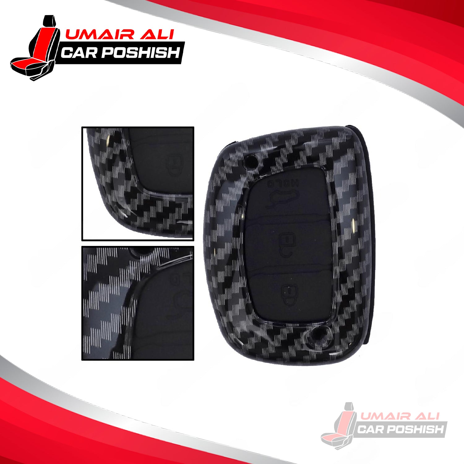 Hyundai Elantra Carbon Fiber Key Cover with 3 buttons