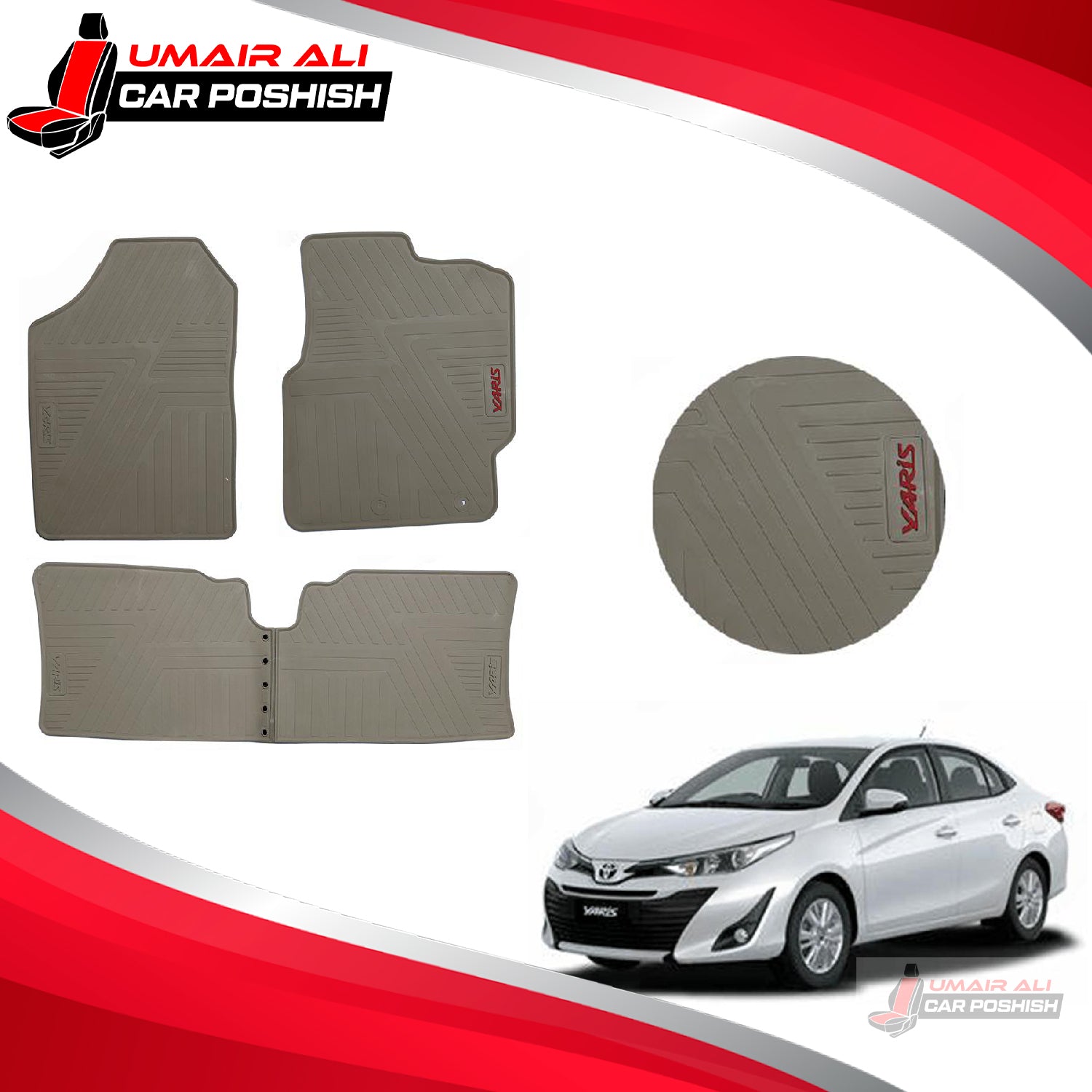 Toyota Yaris 2020-2022  Rubber Floor Mats Beige