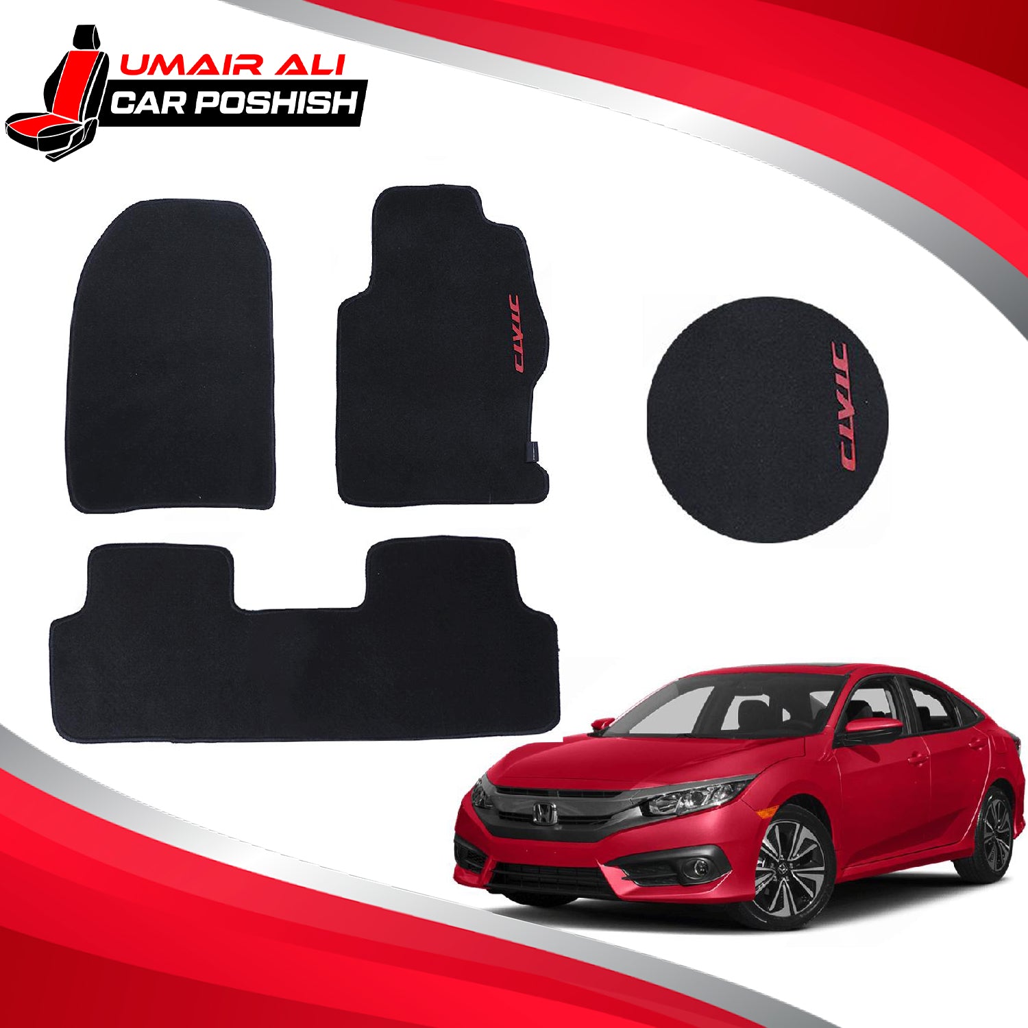 Honda Civic 2016-2021 Carpet Floor Mats Black