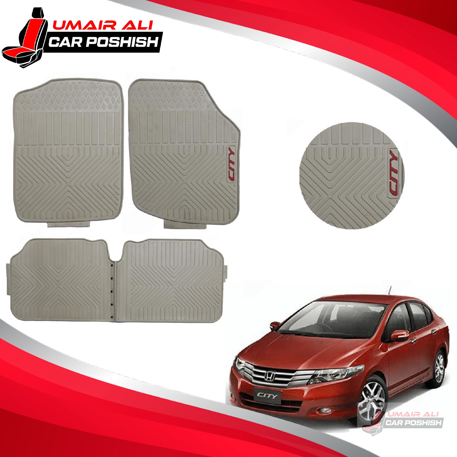 Honda City 2009-2021 Rubber Floor Mats Beige