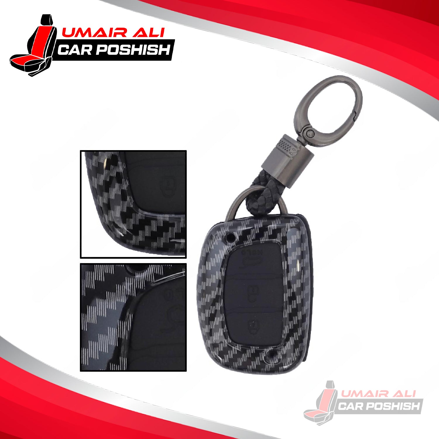 Hyundai Elantra Carbon Fiber Key Cover with 3 buttons