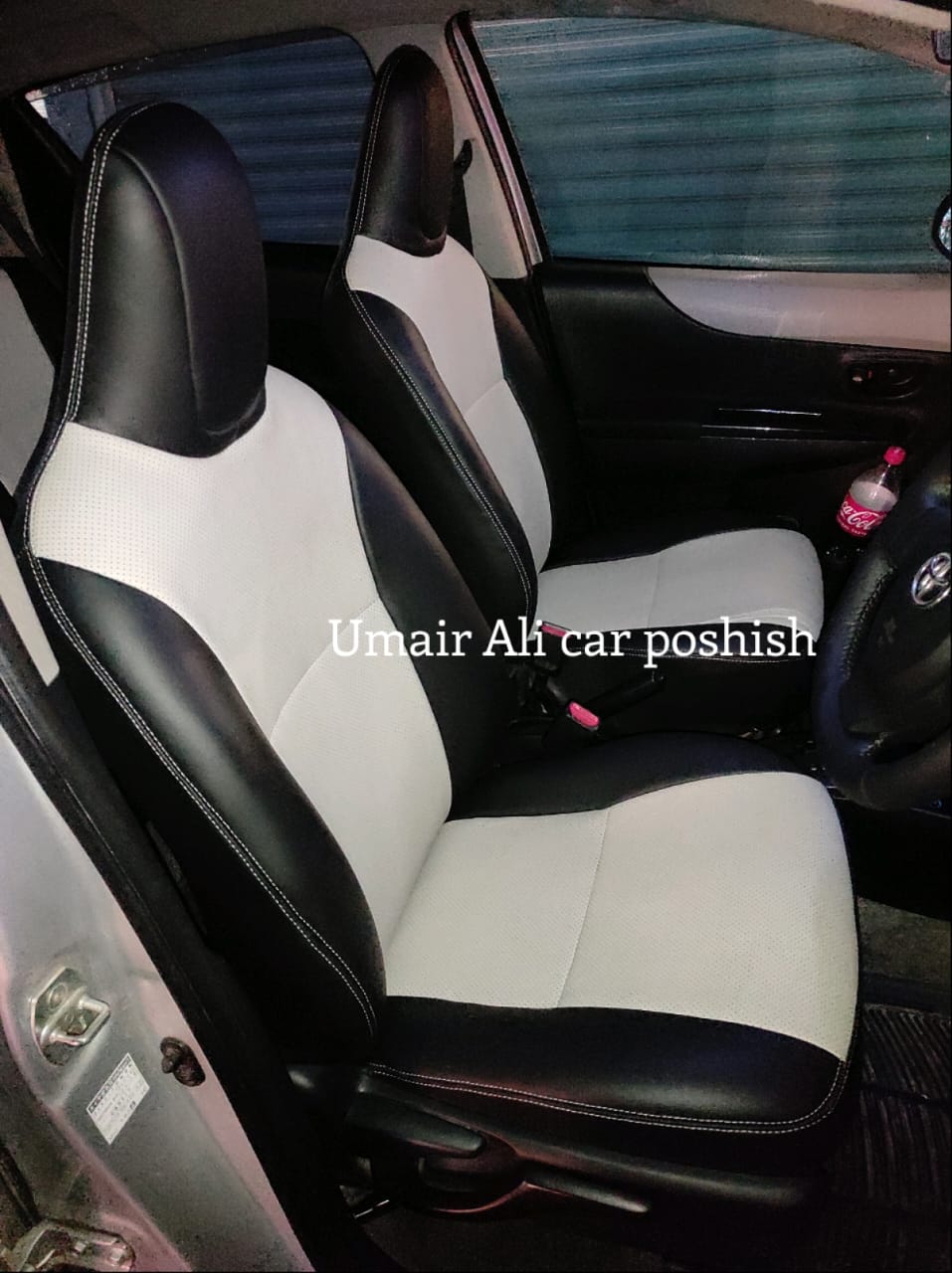 Toyota Vitz 2014 Double Colour Silver Stitching Synthetic Leather Right Seat Covers (poshish)