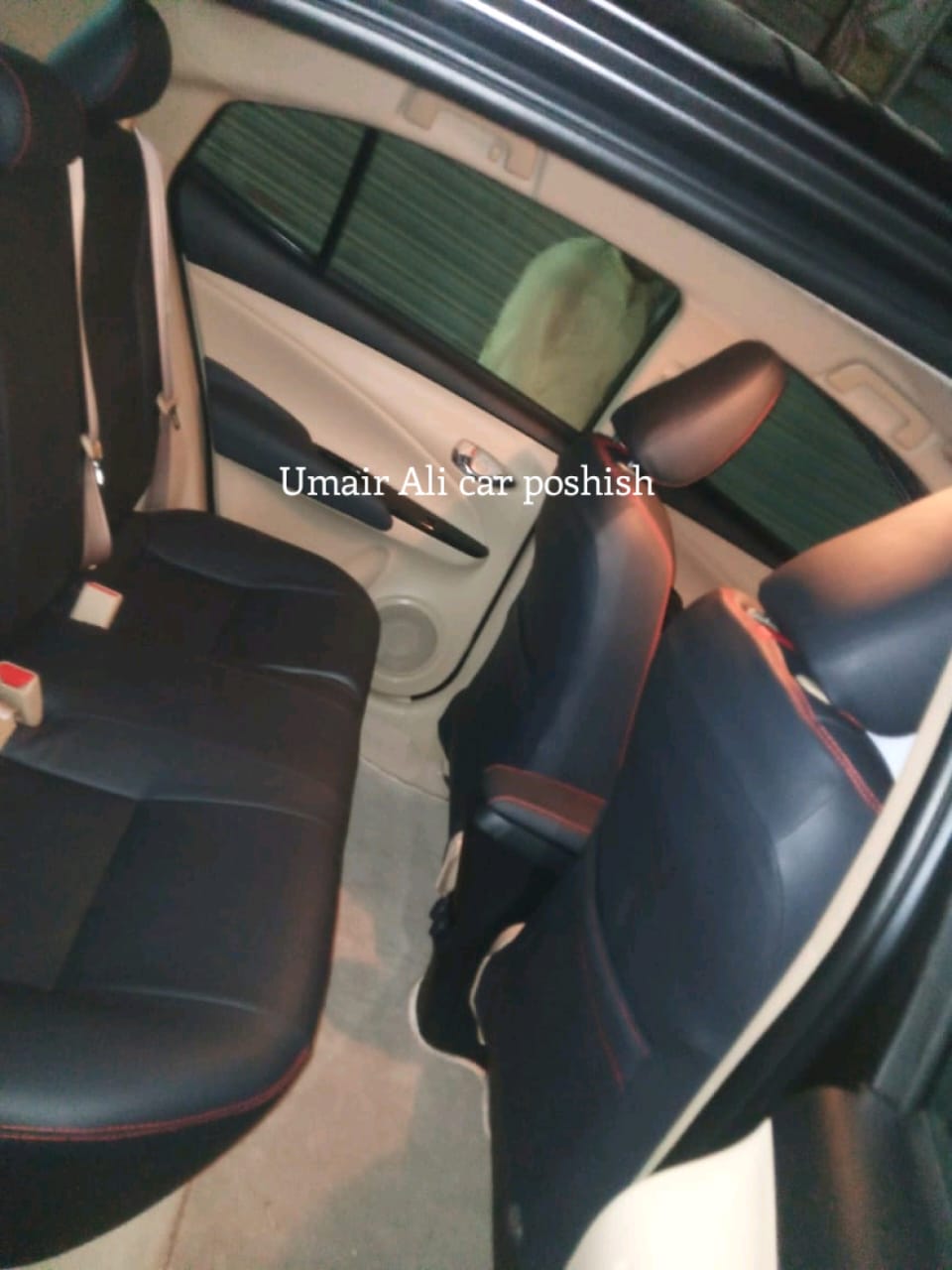 Toyota Yaris Red Stitching Synthetic Leather Right Seat Covers (poshish)