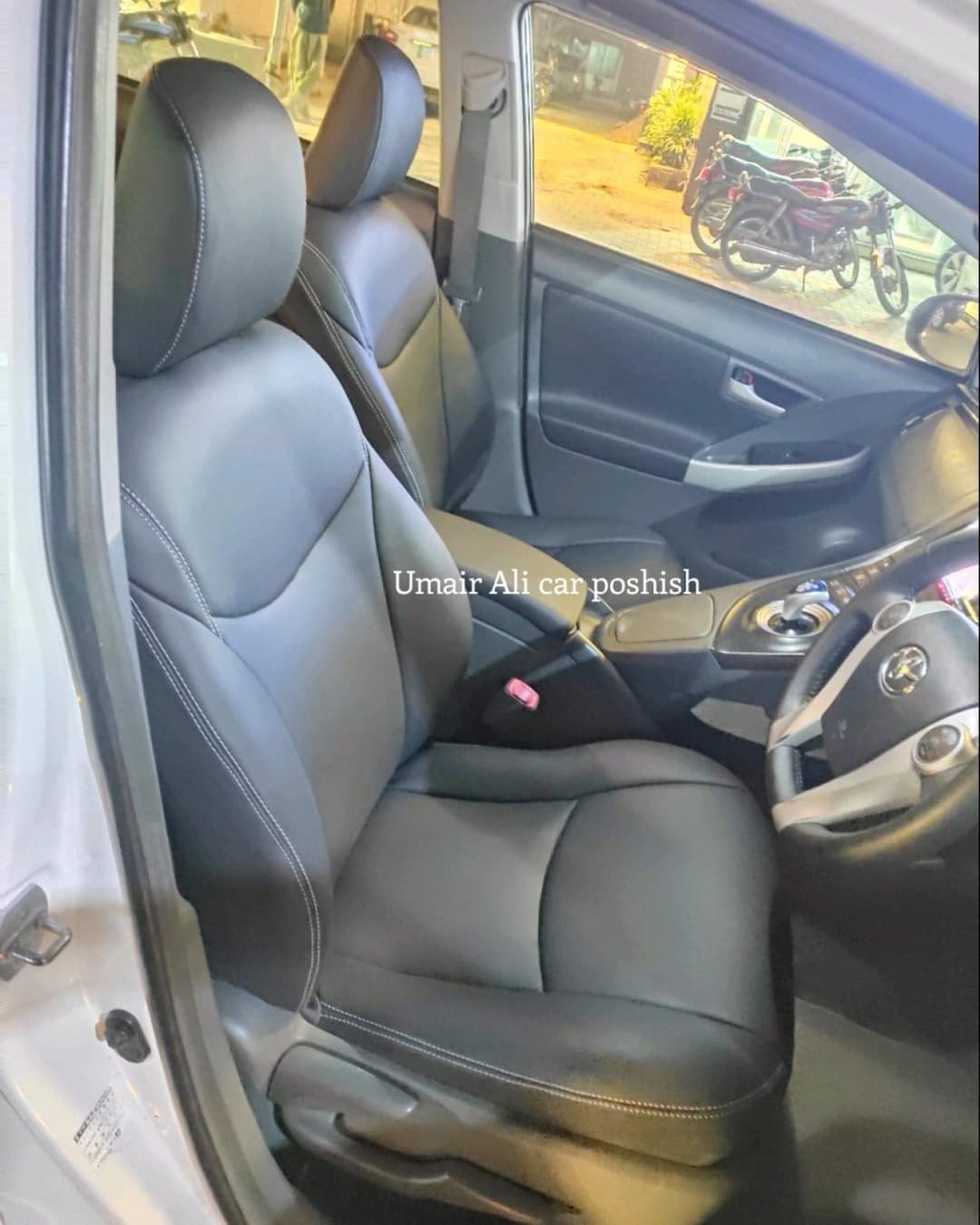 Toyota Prius 2014 black Silver Stitching Seat Covers (poshish)