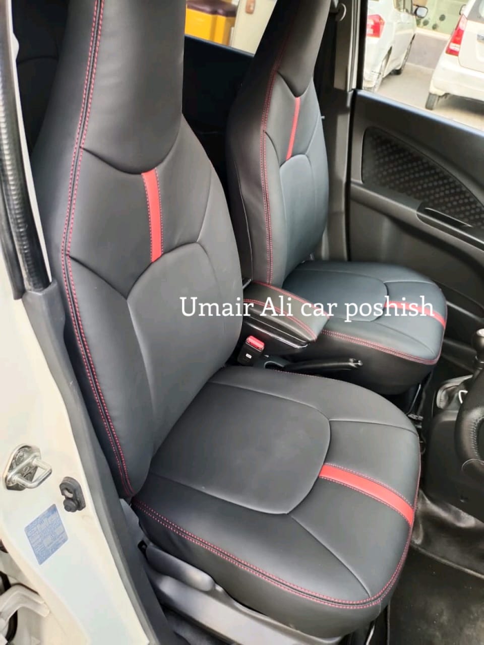 Suzuki Cultus Red Stitching Premium Quality Seat Covers (Poshish)
