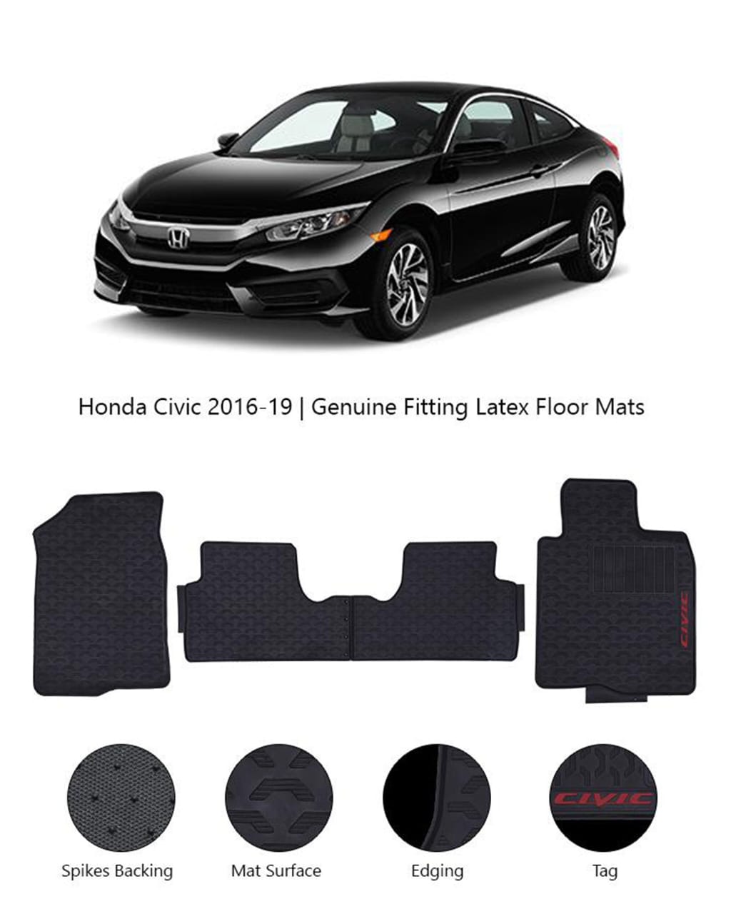 Honda civic 2016-2022 Premium Rubber mats