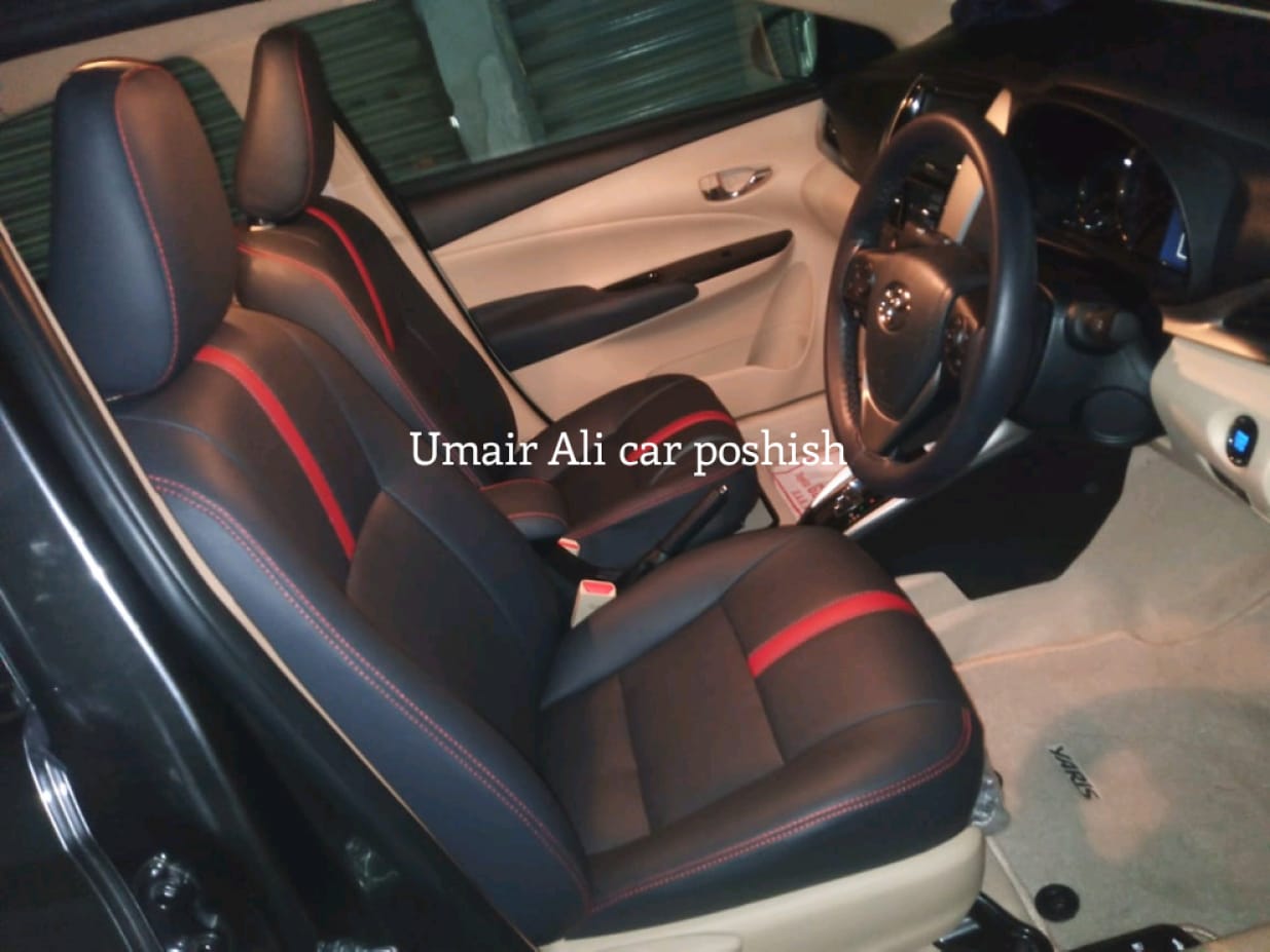 Toyota Yaris Red Stitching Synthetic Leather Right Seat Covers (poshish)