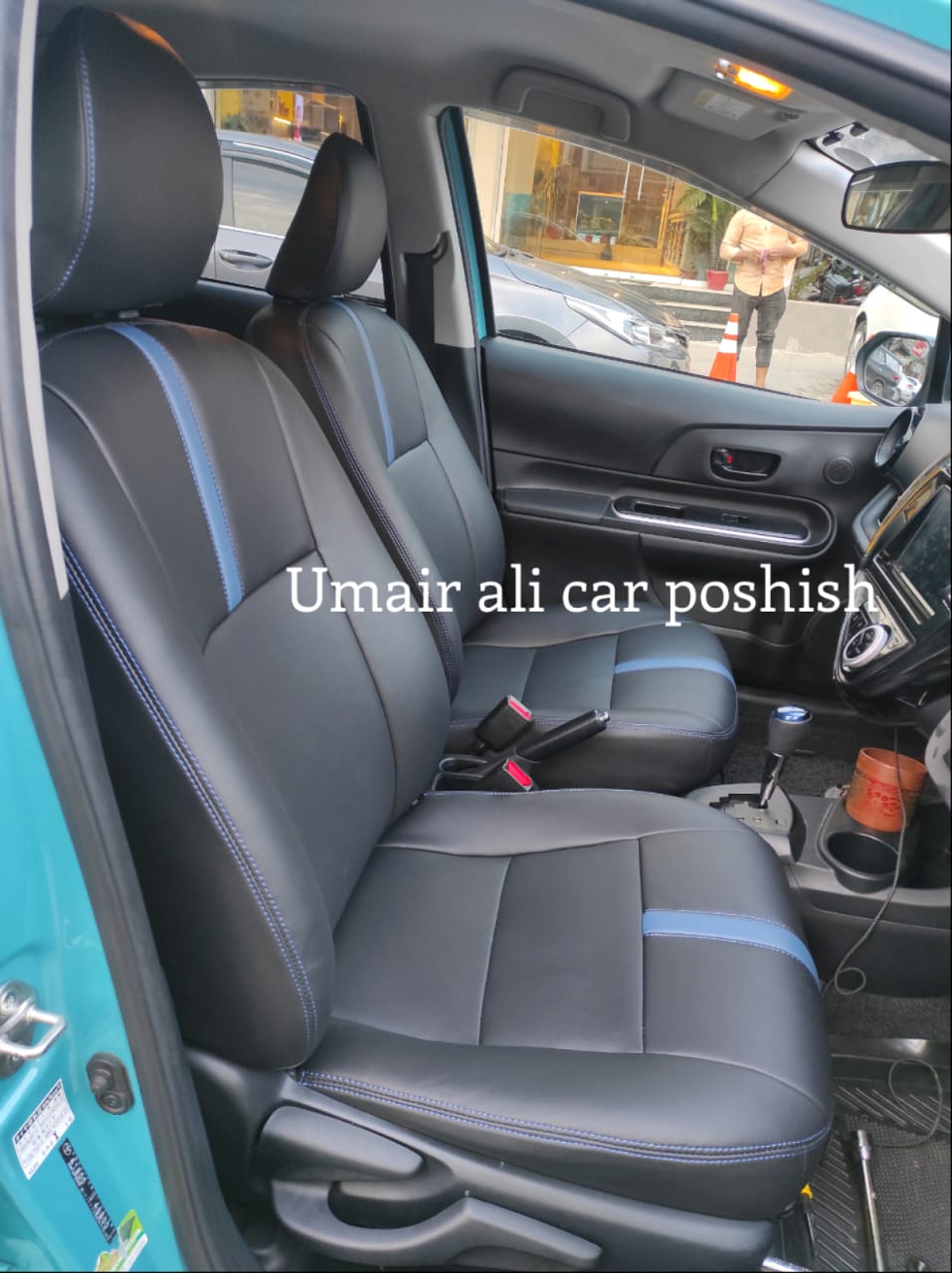 Toyota Aqua Blue Stitching Premium Quality Seat Covers (Poshish)